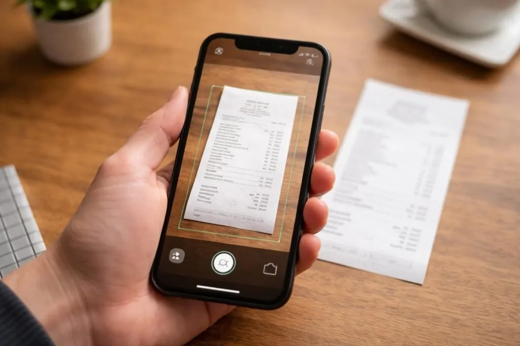 Using a phone to capture a paper receipt