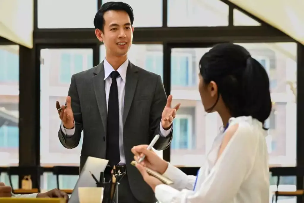 A business conversation with an adviser