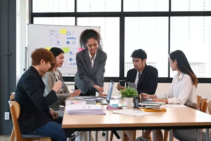 Business planning meeting around a table